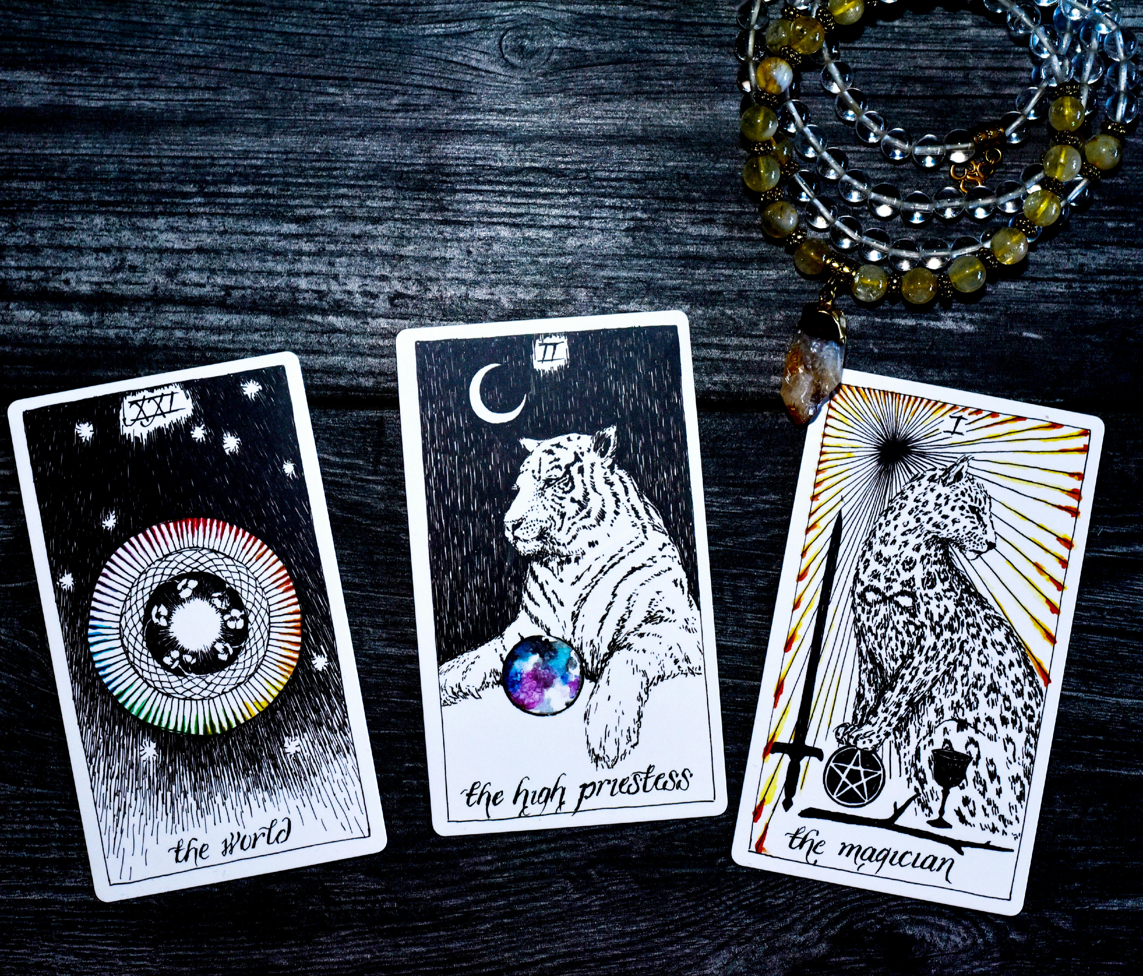 tarot cards on grey table 