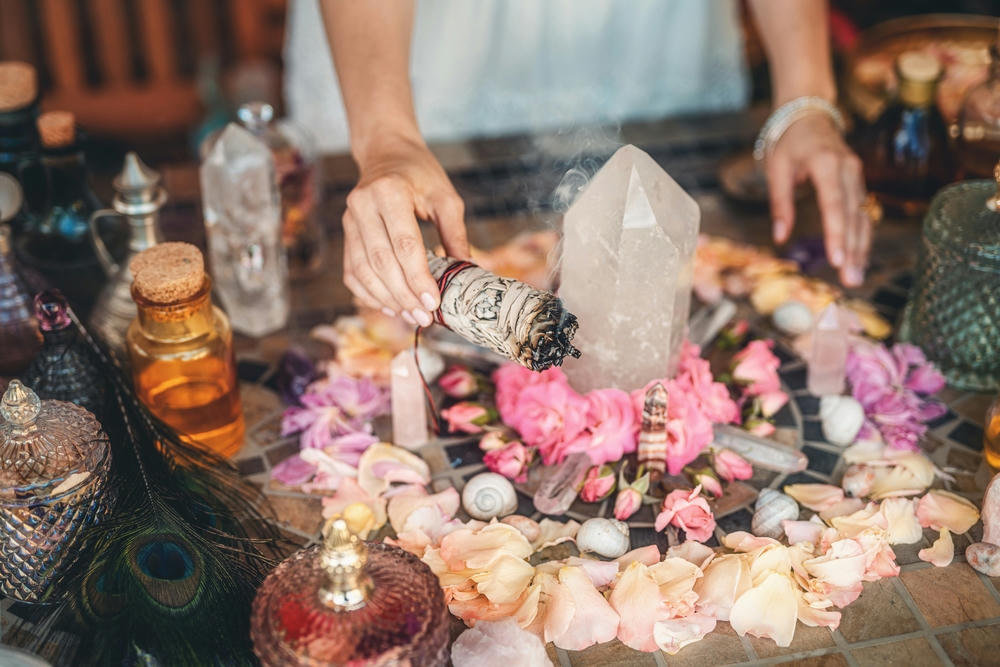 psychic with crystals