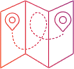 map with two points on it connected by a line